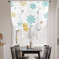 thumbnail image 3 of Christmas Snowflakes Tie Up Curtains for Windows, Adjustable Balloon Window Shades, Winter Xmas Snow Yellow Teal Blue Kitchen Window Treatments Farmhouse Short Curtains with Rod Pocket 42"x45", 3 of 8