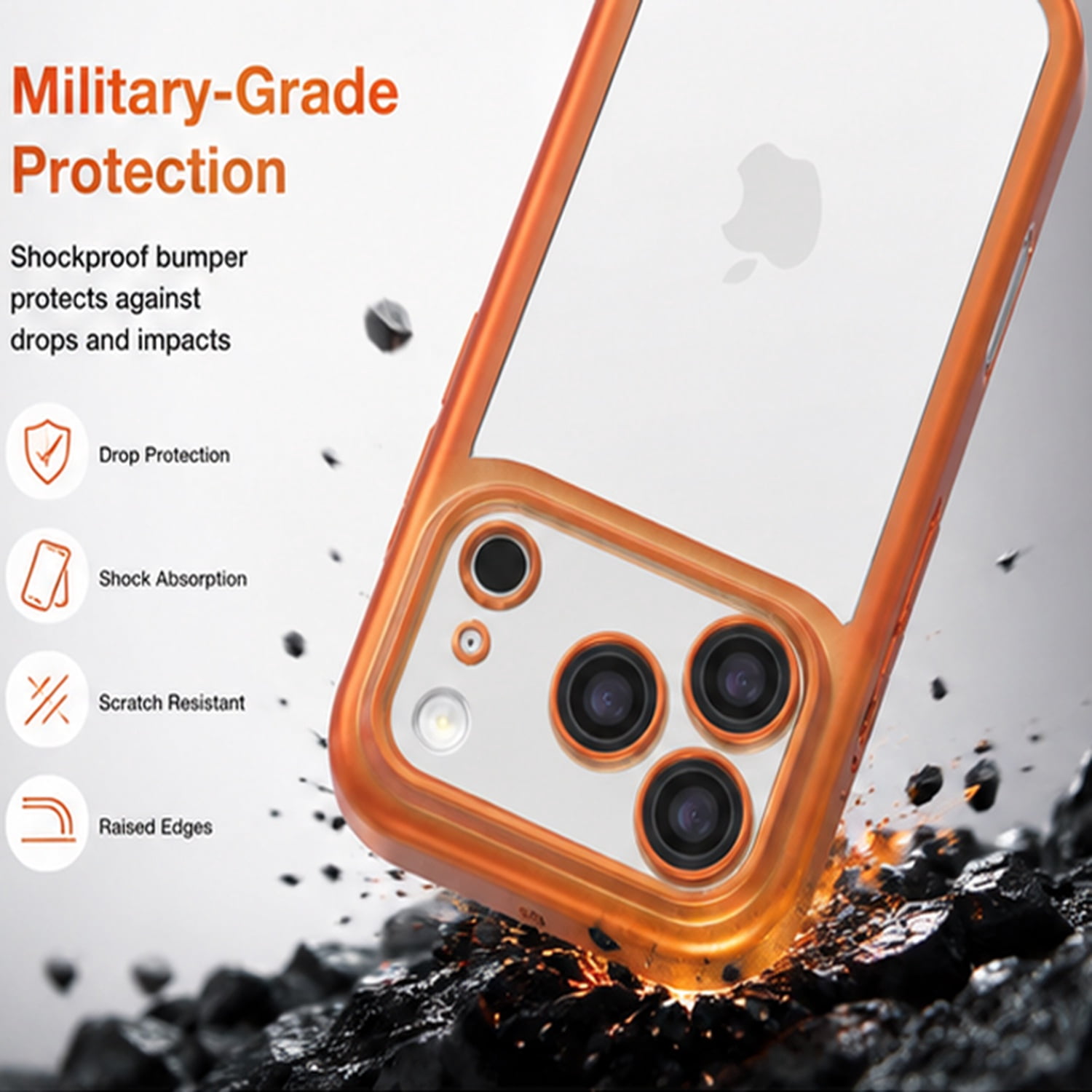 Frosted Transparent Matte Case with Lens Protection for iPhone 17 Pro Max