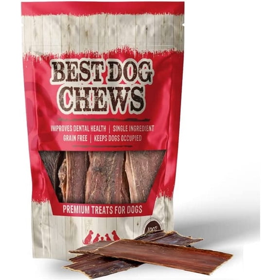 Best Dog Chews - Beef Gullet Strips for Dogs (6") 12-Count - Natural, 100% Real Beef Jerky Treats - Rich in Glucosamine & Chondroitin - Dental Support - Great for All Breeds