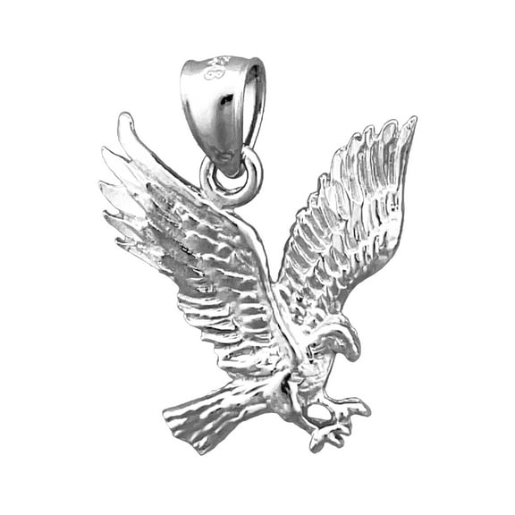 Rhodium Plated 925 Sterling Silver Golden Eagle Pendant
