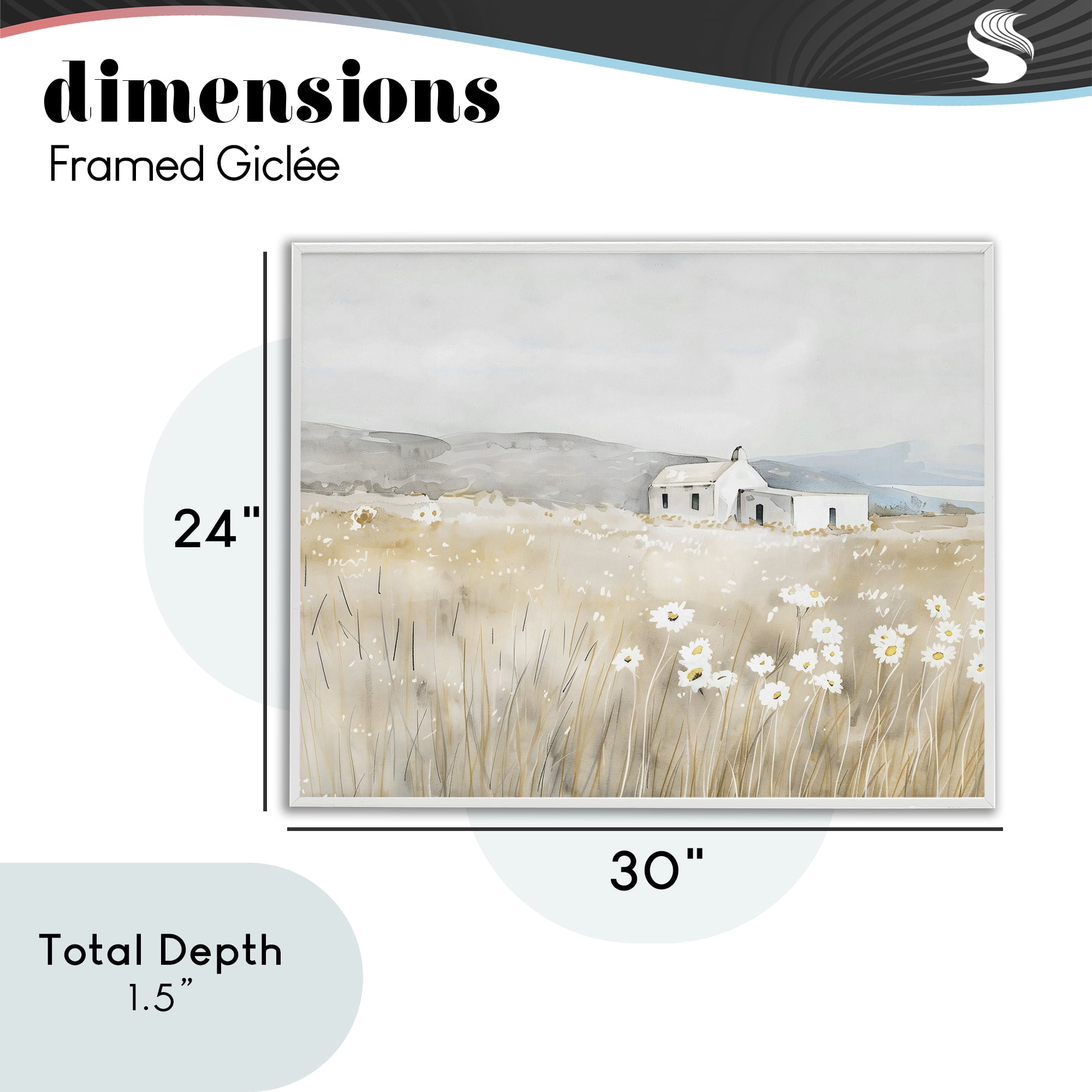 Stupell Industries Rustic Landscape Daisy Meadow White Framed Giclee Art, design by Creative Studio