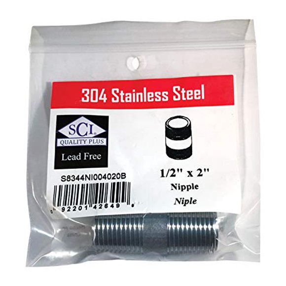 Tornillos Smith-Cooper International Nipple SS, 1/2 pulgadas x 5 cm