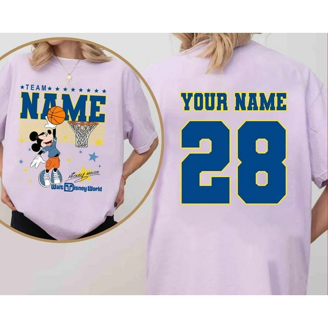 Personalized Disney Team Mickey Basketball 2-sided T-Shirt, Disney Sport Team Matching Shi - Ivory - 2XL