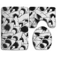 thumbnail image 1 of GOHAO Black and White Sharks 3 Piece Bathroom Rugs Set Bath Rug Contour Mat and Toilet Lid Cover, 1 of 2