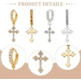 thumbnail image 3 of 2 Pairs Sliver Gold Plated Drop Dangle Cross Hoop Earrings for Women Crystal Trendy CZ Huggie Hoops Dangling Rhinestone Cross Earrings Opal Cross Earrings Leverback Jewelry Gifts DIY, 3 of 7