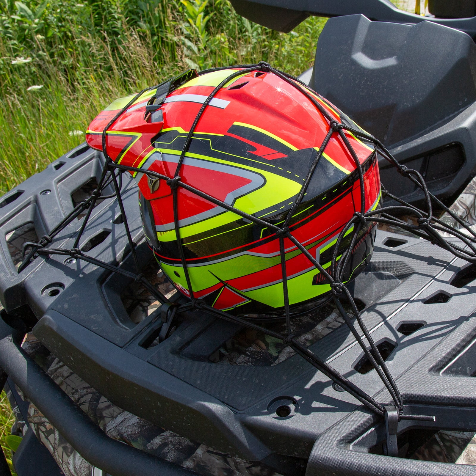 Fuel Helmets 30 in. x 30 in. Max Stretch Cargo Net for ATV, Motorcycle, Boat, Car, Color: Black