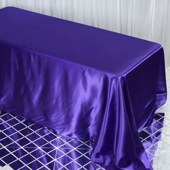 Efavormart 90x132" Rectangle PURPLE Wholesale SATIN Tablecloth Banquet Linen Wedding Party Restaurant Tablecloth