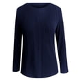 thumbnail image 5 of Fgnfyis T Shirts For Women Casual Long Sleeve Soft Basic Solid Color Top Everyday Comfort Warmth Long Sleeve Tops For Women Navy XXL, 5 of 6