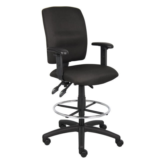 Scranton & Co 48"H Modern Crepe Fabric Multi Function Drafting Stool in Black