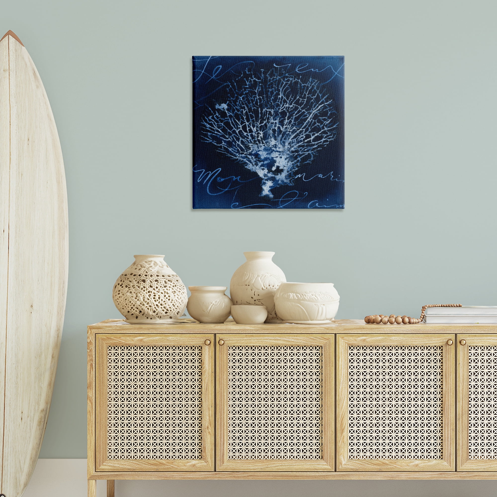 Stupell Industries Vintage Marine Life Coastal Painting Gallery Wrapped Canvas Art Print Wall Art, 30 x 30
