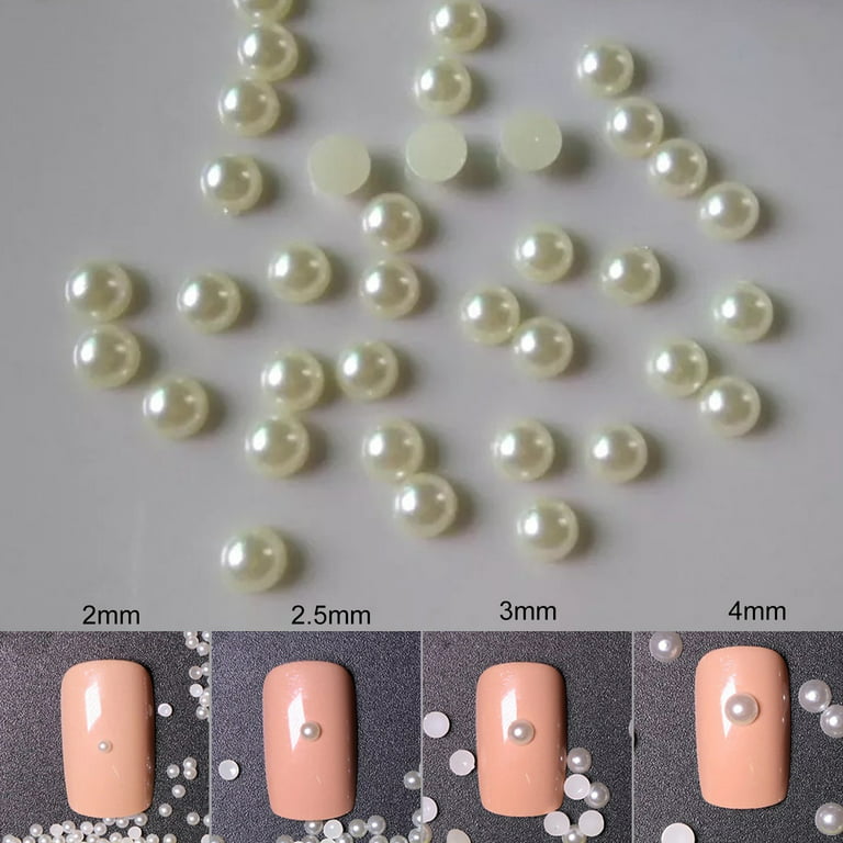 Opvise 1 Bag Nail Art Decors Japanese Style Three-dimensional DIY Mini Half Round Faux Pearl Nail Charms for Manicurist, 2.5mm