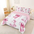 thumbnail image 2 of Homewish Watercolor Coquette Halloween Ghost Full Size Comforter Sets,Pink Bow Print Bedding Comforter Set,Pink Reversible,3 Pieces,1 Comforter and 2 Pillowcases, 2 of 7