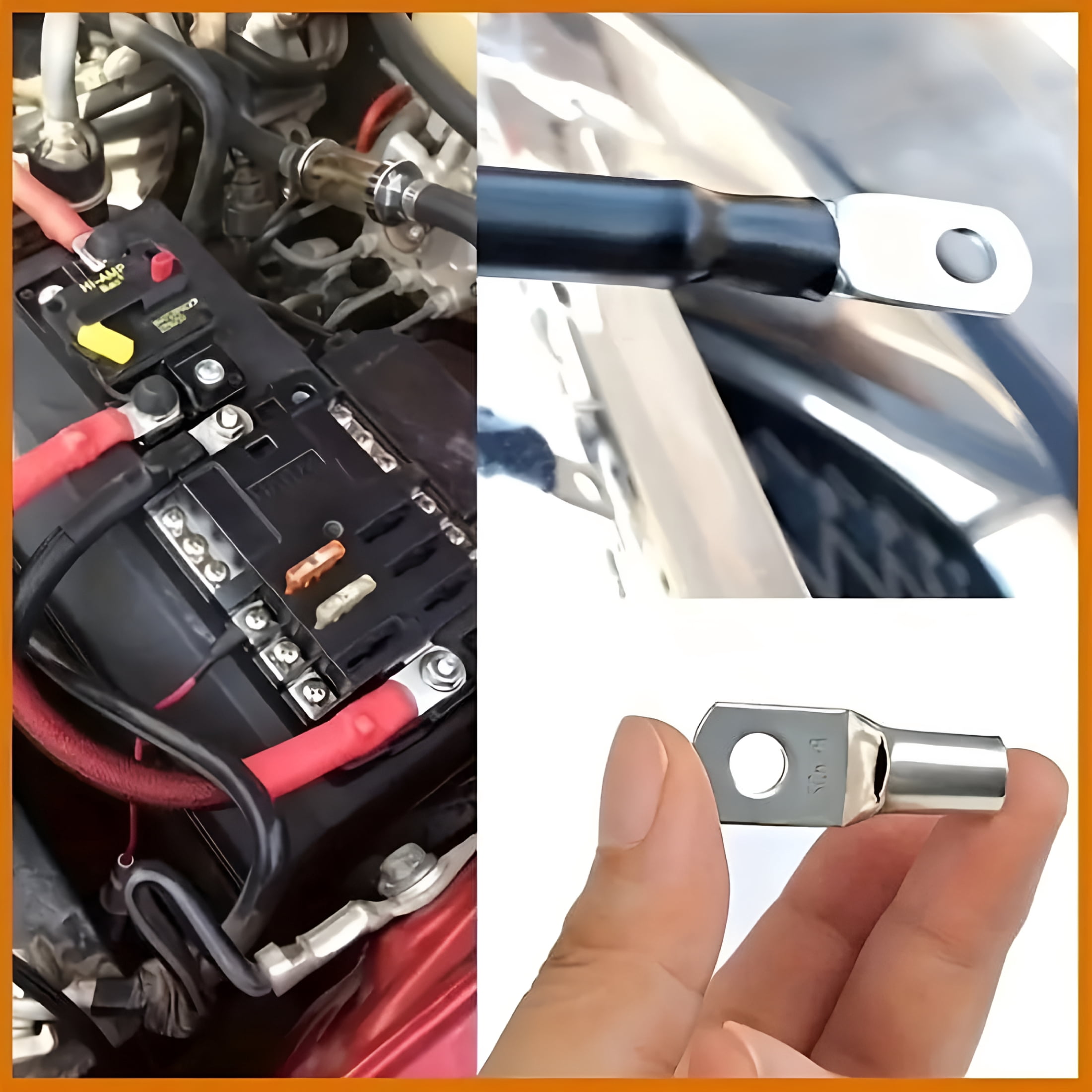 GJX 100pcs Terminal Connectors, Ring Terminals Connectors, Battery Cable Ends Kit, Peephole Copper Tube Terminal SC Terminal Block