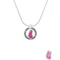 thumbnail image 2 of Delight Jewelry Silvertone Translucent Hot Pink Flying Butterfly Gymnastics Mom Ring Charm Necklace, 18", 2 of 4