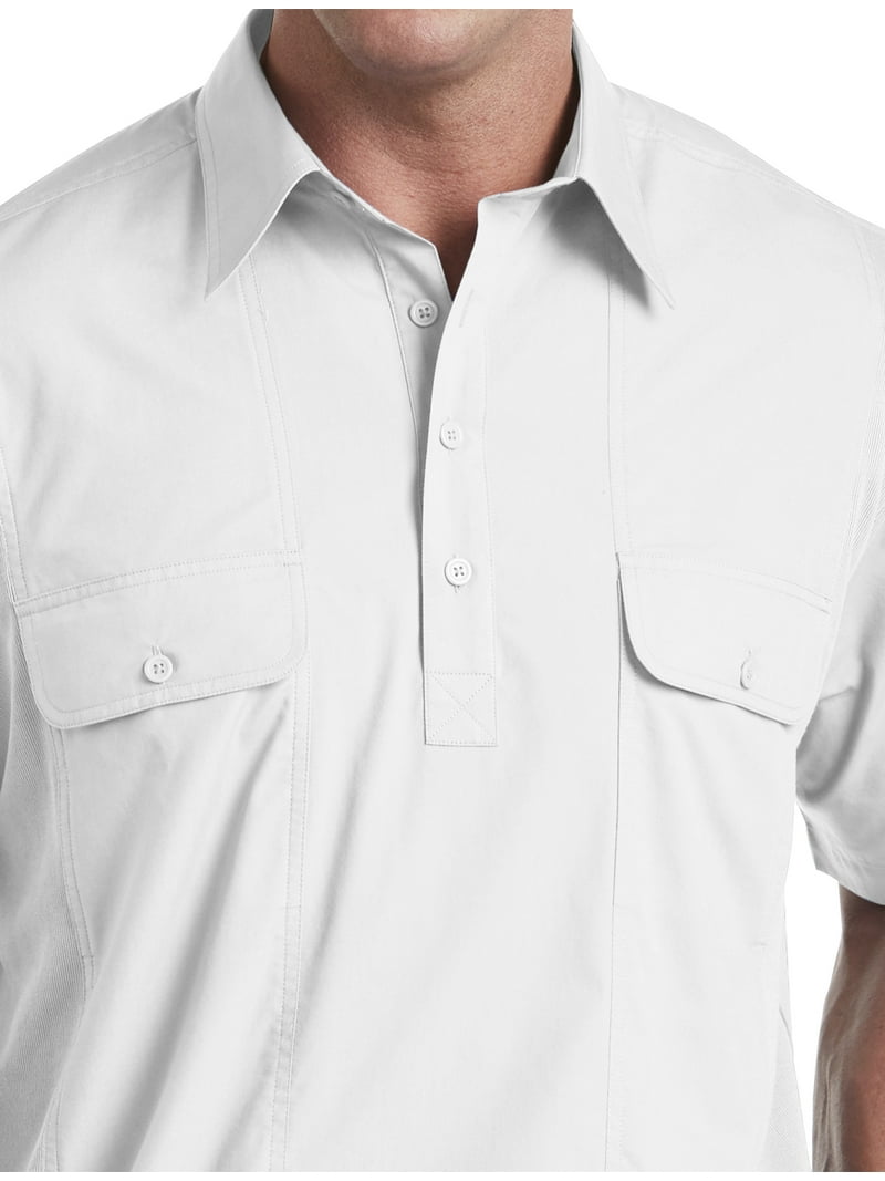 harbor bay dress shirts Harbor Bay Easy-Care Striped Short-Sleeve Sport Shirt for Big + Tall Men in Blue, Size 5XL