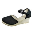 thumbnail image 1 of GUANGHONG Summer Womens Resort Style Floral Embroidered Pattern Wedge Slippers, 1 of 8