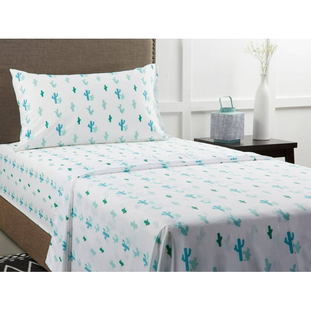 Mainstays 180 Thread Count Novelty Bedding Sheet Set, White, Twin XL