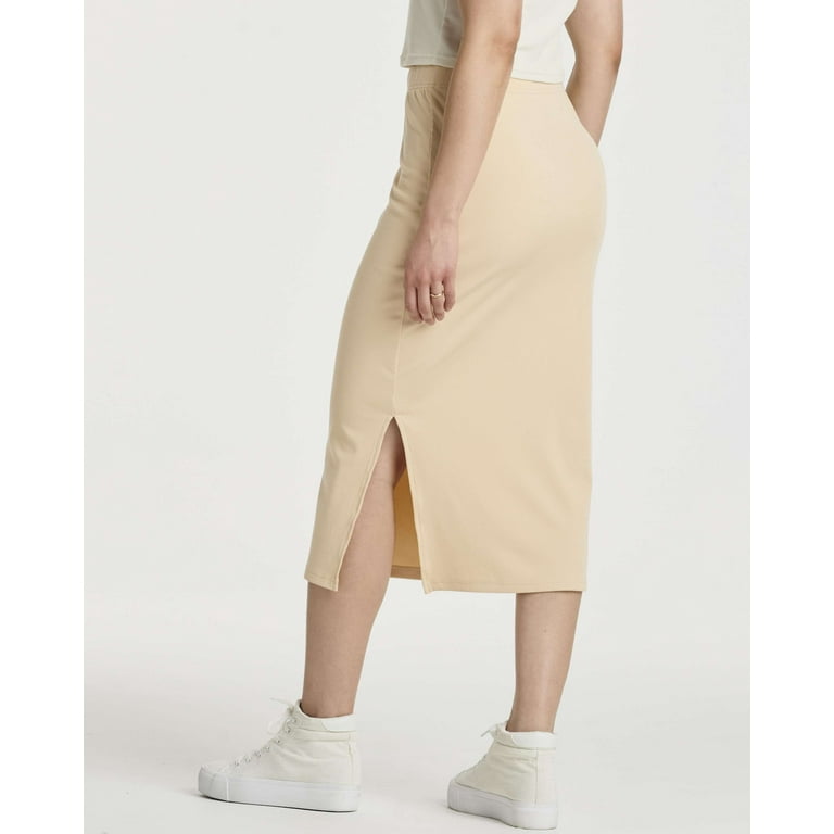 3 Pack: Women's Midi Ribbed Knit Skirt With Side Slit