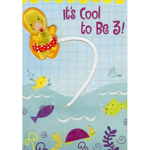 Designer Greetings Die Cut Tip On Moveable Duckling Age 3 / 3rd Birthday Card