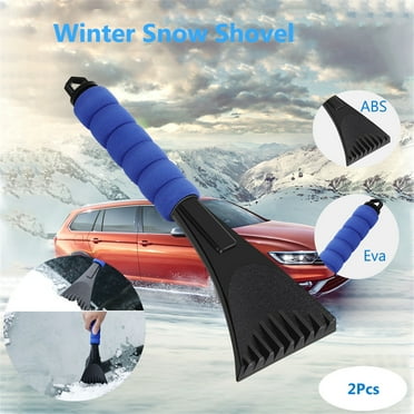 2-Pack Car Snow Ice Scraper & Brush, 2-in-1 Winter Windshield Snow Removal Tool, Heavy Duty Auto Shovel Brush