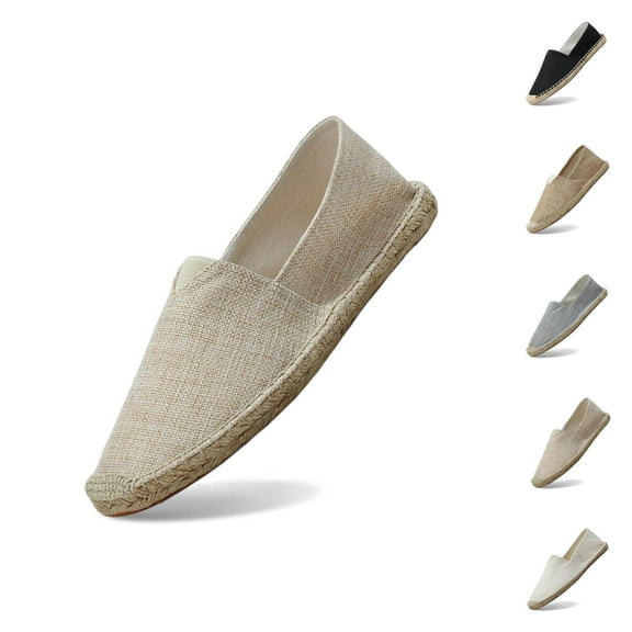 Men's Breathable Solid Color Korean Version Trendy Casual Comfortable Lightweight Linen Sole Sneakers Mens Slip On Shoes