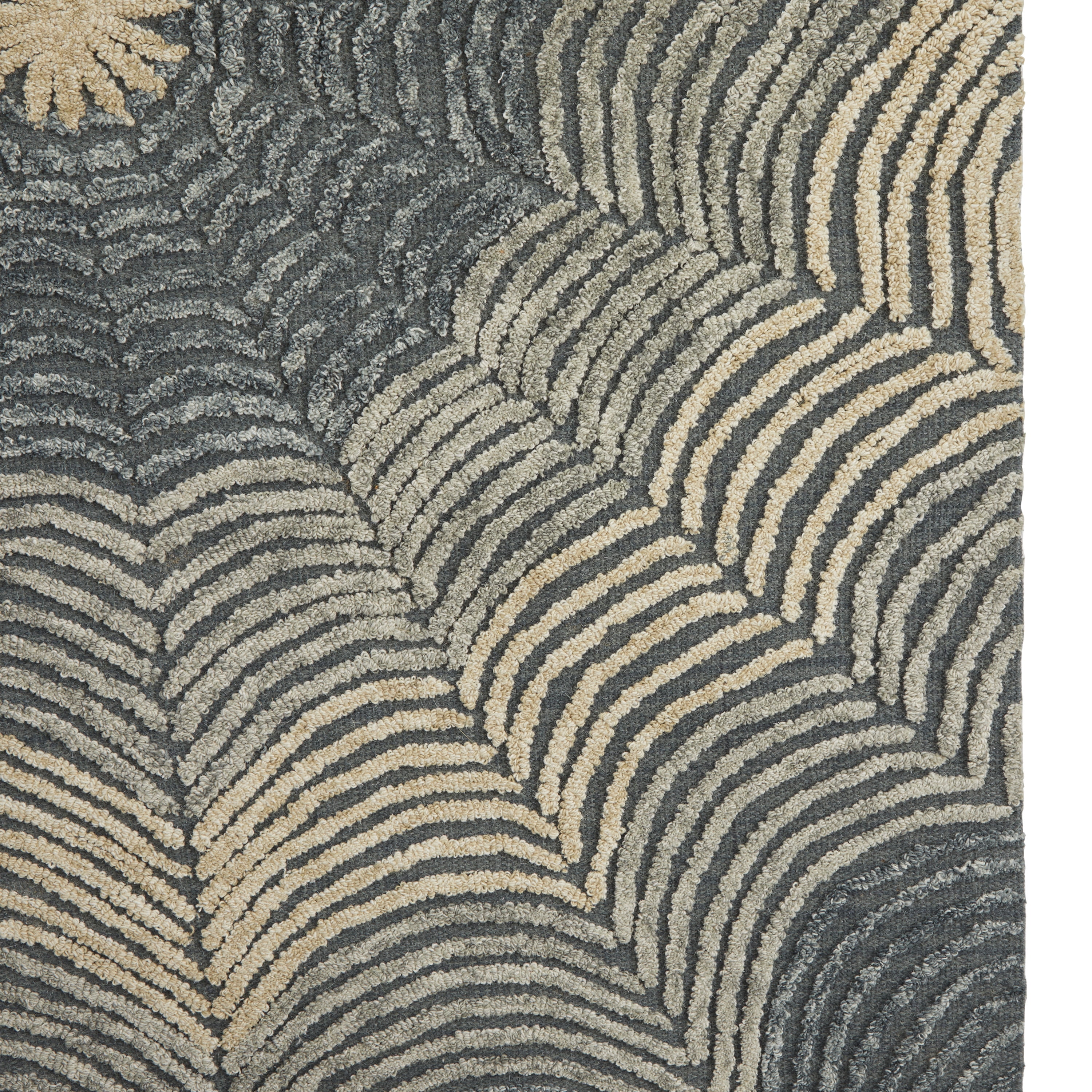 DecMode Living room Rectangle Geometric Contemporary Area Rug, Light Gray, 8' x 10', 1 - Piece