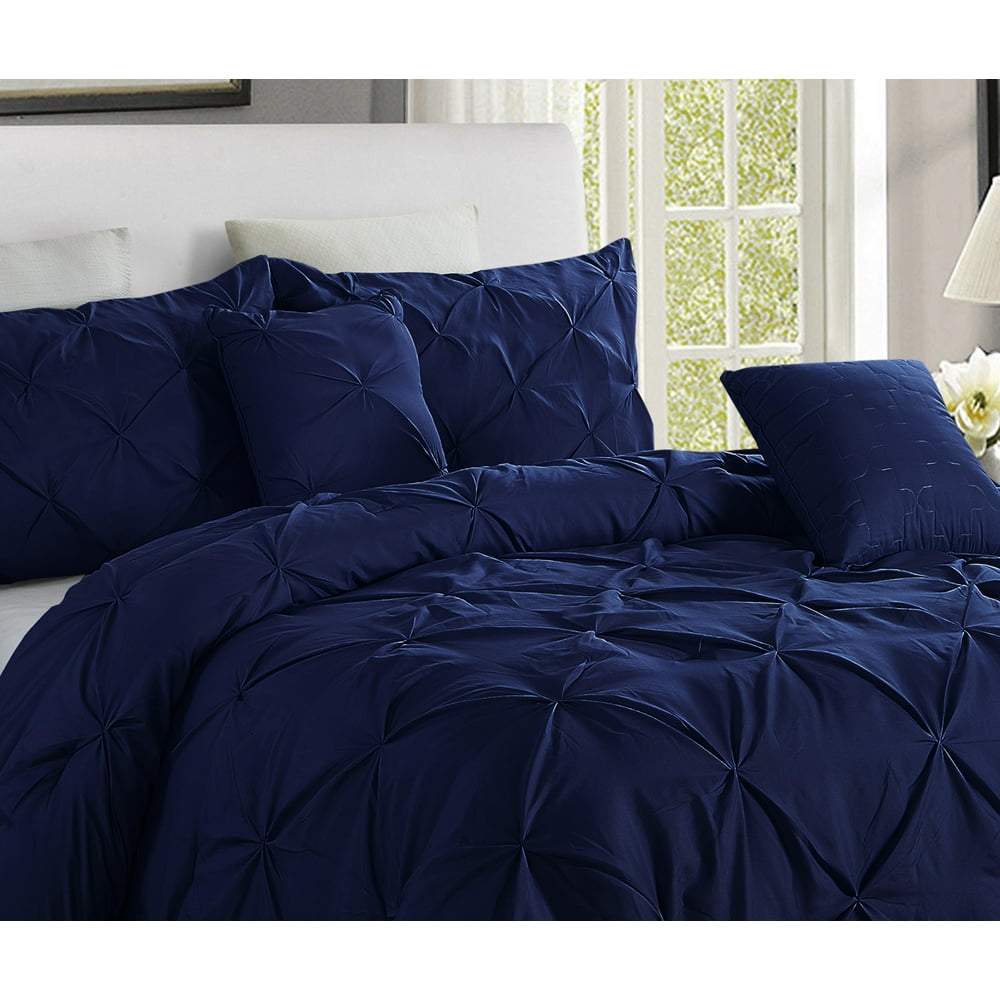 5 piece Pintuck King Comforter set, Navy