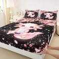 thumbnail image 3 of Homewish Kawaii Animal Salamander 4 Pieces Queen Sheet Sets for Boys Girls,Floral Cherry Blossoms Ultra Soft Flat Sheet,Cartoon Flower Axolotl Queen Fitted Sheet,Super Cozy Room Decor, 3 of 7