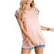 thumbnail image 1 of Tops de cuello redondo con estampado de leopardo estampado a juego de colores de verano para mujer OAVQHLG3B Store  lin121212, 1 of 5