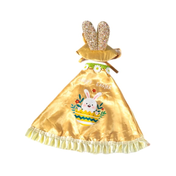 SSNTSY Easter Porch Goose Outfits Bunny Pattern Goose Clothes Easter Dress and Hat Costume Set for Outdoor Garden Yard Patio Home Easter Goose Decor