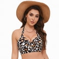 thumbnail image 3 of TOWED22 Women's Twist Front Bikini Top - Push Up Bathing Suit Top Padded Swimsuit Top Khaki,XXL, 3 of 8