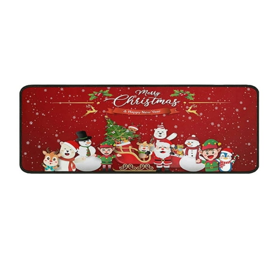 Noothes Red Buffalo Plaid Christmas Kitchen Mat Set, Non-Slip Indoor Floor Mats for Holiday Kitchen and Home Decor