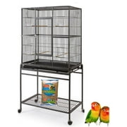 64" Extra Large Wrought Iron Flight Canary Parakeet Cockatiel Lovebird Finches Breeding Nest Doors Cage with Removable Stand