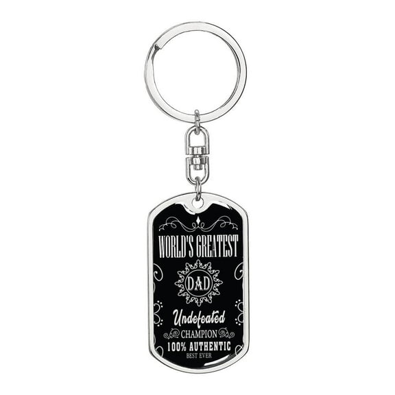 World'S Greatest Dad Stainless Steel or 18k Gold Premium Swivel Dog Tag Keychain