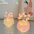 thumbnail image 2 of Luz nocturna de tulipán de bricolaje, luz nocturna en maceta de mini tulipán, luz nocturna decorativa de iluminación de escritorio, luz de sueño para dormitorio (9 flores), 2 of 7