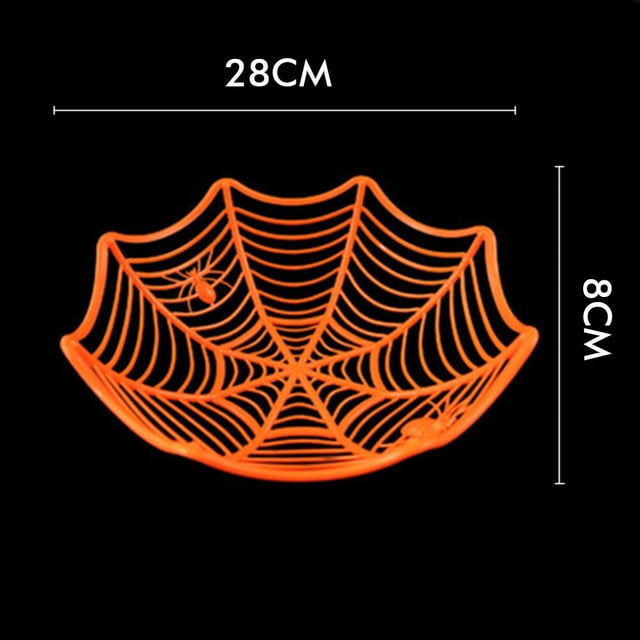 Cuenco de red negro naranja púrpura para Halloween, plato de fruta, paquete de galletas de caramelo, cesta, tazón, decoración de truco o trato para Halloween