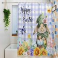 thumbnail image 3 of Easter Rabbits Shower Curtain Set, Waterproof Shower Curtains for Bathroom, Watercolor Eggs Flowers Butterflies Purple Plaid Washable Fabric Bath Curtain for Bathtub with Hooks 72x78 Inches, 3 of 9