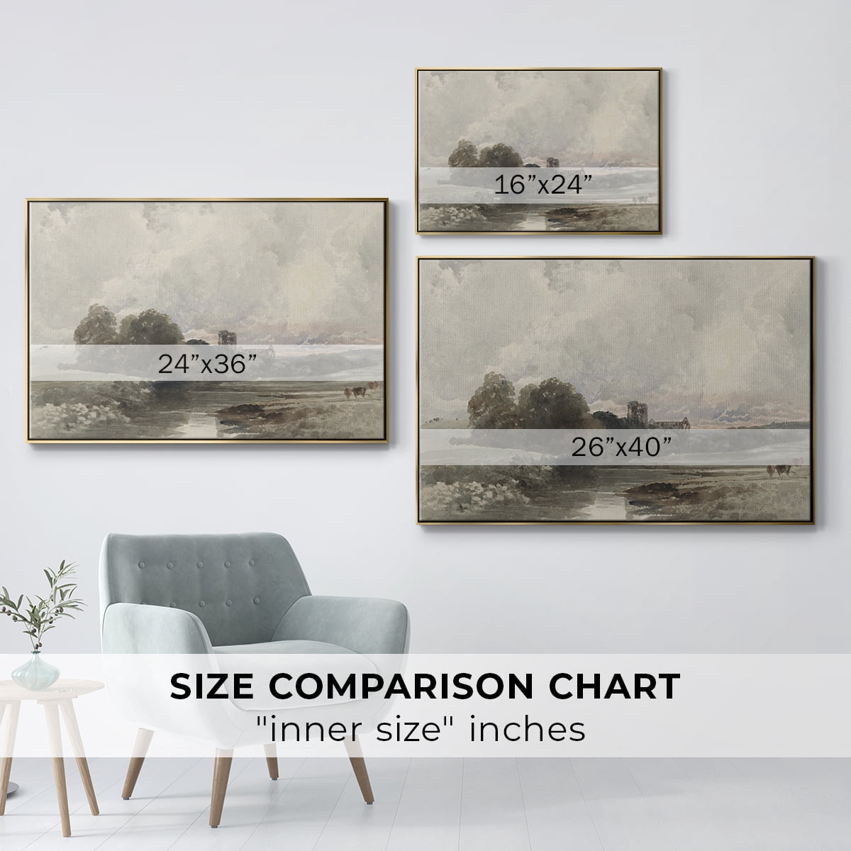 Vintage Landscape-XXXIX By Wexford Home Framed in Gold Wood Gallery Wrapped Canvas 27 in. x 41 in.