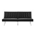 thumbnail image 5 of Black Convertible Futon Sofa, Modern Reclining Black Sleeper Sofa, Split Back Faux Leather Futon Sofa Bed, 5 of 10