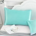 thumbnail image 4 of Fdelink Pillow Cases Silk Pillowcases 2 Pack for Hair and Skin Both Sides Proof Soft Breathable Smooth Silk Pillow Cover Green, 4 of 4