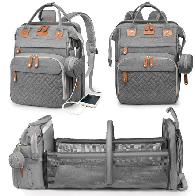 Astro Alan Bolsas de pañales para bebés con cambiador, mochila impermeable para pañales para mamás y papás con puerto de carga USB, regalos para baby shower, mochila para pañales de gran capacidad, gr