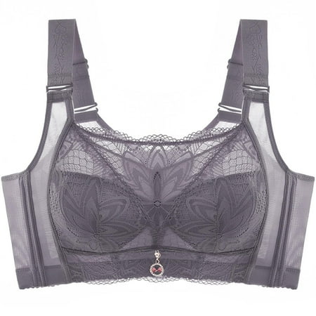 Gnurob Lace Bralettes for Women Push Up Bra Wirefree Padded T Shirt Bralette Hide Back Fat Brassiere Adjustable Strap Bras Everyday lingerie Clearance Saving Gray 42