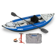Sea Eagle 300X Explorer Touring, Camping, Fishing & Whitewater Inflatable Kayak, 1 Person, Lightweight, Self-Bailing, High Pressure Drop Stitch Floor -W/Paddle, Seat, SUP Pump, Skeg - Pro Package