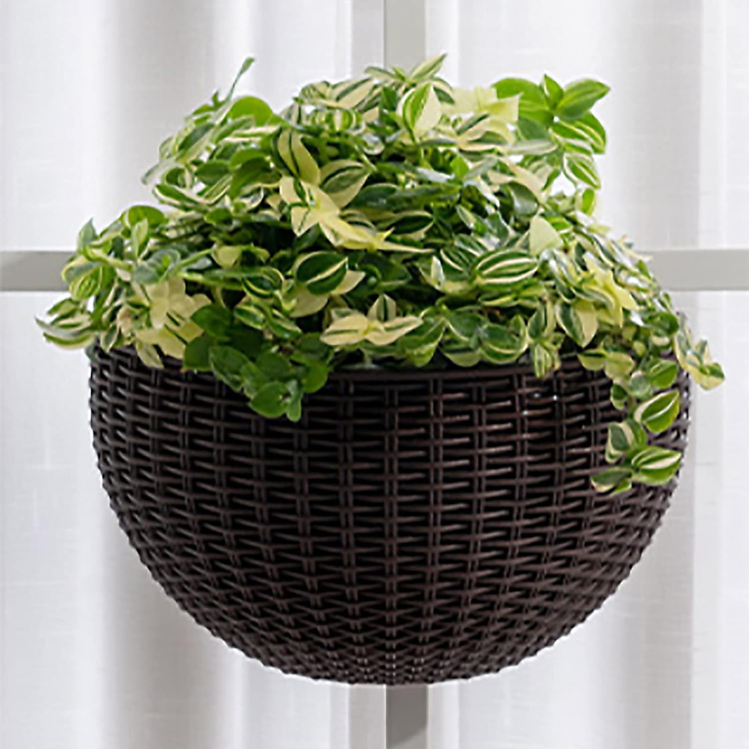 2PCS Wall Railing Hanging Planters with S Hooks, Wall-Mounted Vertical Planter, Half Round Plant Flowerpot for Balcony Railing Shelf Fence