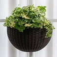 thumbnail image 4 of Hanging Planter Pot, Wall and Railing Hanging Planters with S Hooks, Half Round Imitation Rattan European Style Wall Flowerpot Rustic Decorative Flower Basket for Home Balcony 1Pack, 4 of 7
