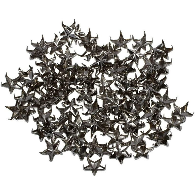 Trimming Shop 25 Pieces x 40mm Star-Shaped Studs with Spikes - Silver Hand Pressed 10mm Nail Head Rivets - Suitable for Leather Crafting, Decorating