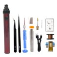 thumbnail image 3 of Kit de Soldador de Temperatura Ajustable de 15 W, Alambre de Soldadura, de Alambre, Bomba Desoldadora, Pinzas, Puntas, Soporte, Destornillado rojo Soledad pluma de soldadura usb, 3 of 8