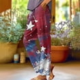 thumbnail image 2 of HEILAU Independence Day Pants for Women 4th Of July Wide Leg Patriotic Elastic Waist Red White And Blue With Pockets Linen Pants, 2 of 5