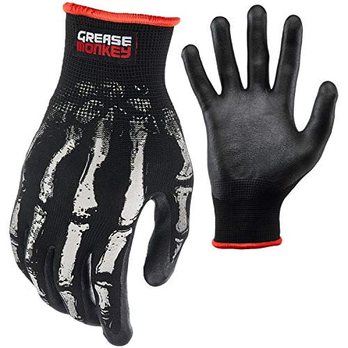 Grease Monkey Bone Series Foam Nitrile Mechanic Gloves with Grip, Work Gloves and All Purpose
