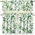 thumbnail image 1 of Green Leaf Kitchen Valance & Tier Set Spring Small Half Window Curtains 54" x 18" Decorative Cafe Window Treatment for Farmhouse Style, 1 of 4